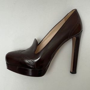 Burgundy PRADA Platform Loafer heel
